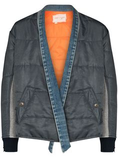 Greg Lauren пуховик со вставками из денима