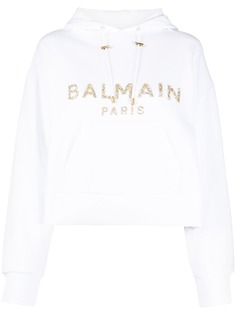 Balmain укороченное худи с кристаллами