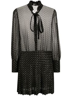 Saint Laurent полупрозрачное плиссированное платье