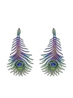 SABOO FINE JEWELS серьги Elemento в форме перьев павлина с бриллиантами