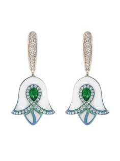 SABOO FINE JEWELS серьги-подвески из белого золота с бриллиантами и изумрудами