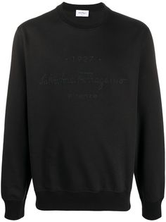Salvatore Ferragamo logo embroidered cotton sweatshirt