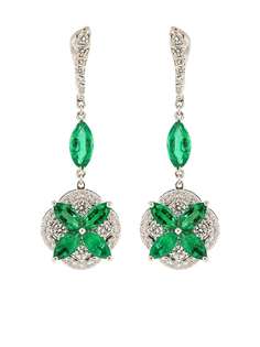 SABOO FINE JEWELS серьги-подвески из белого золота с изумрудами и бриллиантами