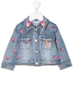 Monnalisa джинсовая куртка с цветочной вышивкой