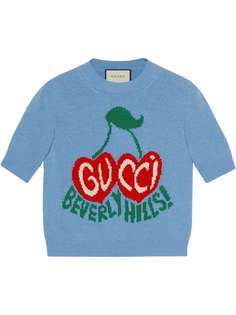 Gucci трикотажный топ Beverly Hills вязки интарсия