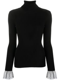 RedValentino джемпер с высоким воротником и отделкой из тюля пуэн деспри