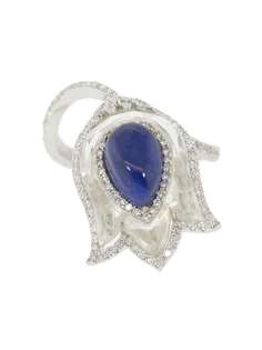 SABOO FINE JEWELS кольцо Tulip из белого золота с бриллиантами и сапфирами