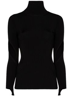 Mugler топ в рубчик с вырезами