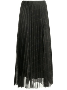 Brunello Cucinelli клетчатая юбка с плиссированным тюлем