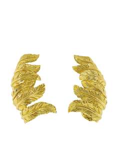VERDURA серьги-каффы в форме перьев из желтого золота