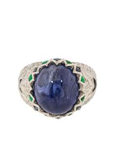 SABOO FINE JEWELS кольцо из белого золота с изумрудами и нефритом
