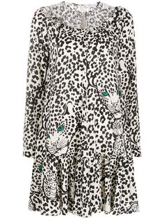 RedValentino платье с леопардовым принтом и длинными рукавами