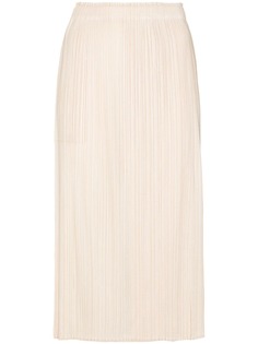 Pleats Please Issey Miyake плиссированная юбка миди с разрезом спереди