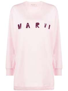 Marni толстовка с асимметричным подолом и логотипом