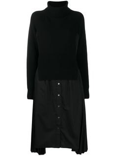 Sacai многослойное платье-рубашка с высоким воротником