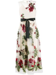 RedValentino платье Felines in a Flower Jungle