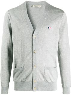 Maison Kitsuné кардиган с V-образным вырезом и логотипом