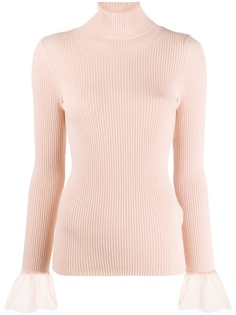 RedValentino трикотажный джемпер с манжетами из тюля