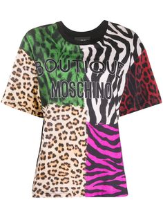 Boutique Moschino футболка в технике пэчворк с логотипом