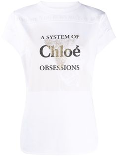 Chloé футболка с надписью и закругленным подолом