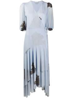 GANNI платье с сетчатой вставкой и цветочным принтом