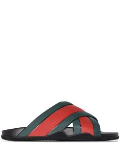 Gucci шлепанцы с ремешками в полоску Web