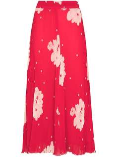 GANNI плиссированная юбка с цветочным принтом