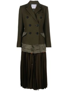 Sacai пальто с плиссированным подолом