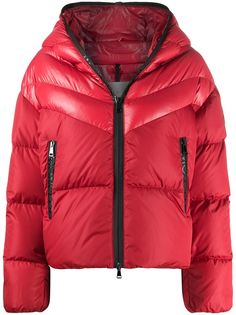 Moncler пуховик с контрастными вставками и логотипом