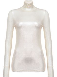 Pinko топ с высоким воротником и эффектом металлик