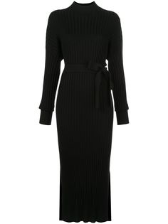 Proenza Schouler приталенное платье в рубчик с высоким воротником