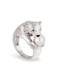 Cartier кольцо Panthère из белого золота с жемчугом