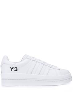 Y-3 white leather trainers