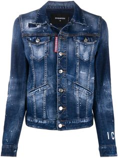 Dsquared2 джинсовая куртка Icon с эффектом потертости