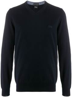 Boss Hugo Boss джемпер с V-образным вырезом и вышитым логотипом