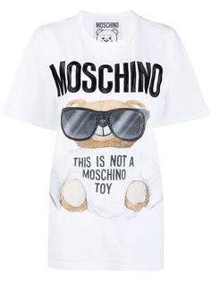 Moschino футболка с вышитым логотипом и принтом