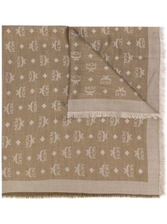 MCM logo print silk-wool mix scarf