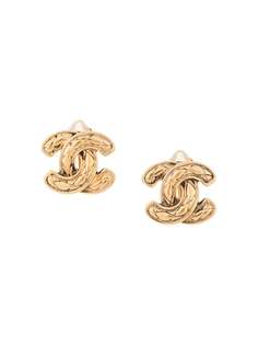 Chanel Pre-Owned стеганые серьги с логотипом CC
