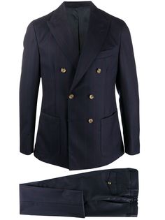 Eleventy полосатый костюм с двубортным пиджаком