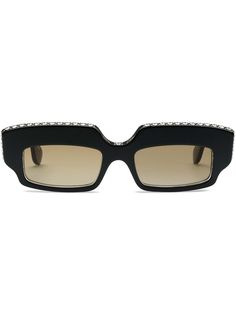 Gucci Eyewear солнцезащитные очки в прямоугольной оправе с кристаллами