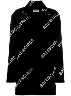 Balenciaga пальто А-силуэта с логотипом