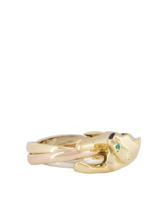 Cartier золотое кольцо Panthère с ониксом и изумрудом