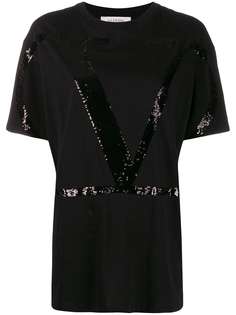 Valentino футболка с пайетками и логотипом VLogo