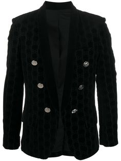 Balmain бархатный пиджак с монограммой