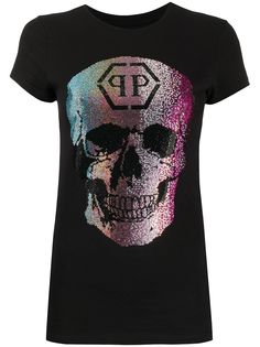 Philipp Plein футболка с принтом Skull и эффектом омбре