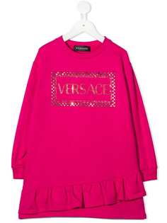 Young Versace платье-толстовка с логотипом из кристаллов