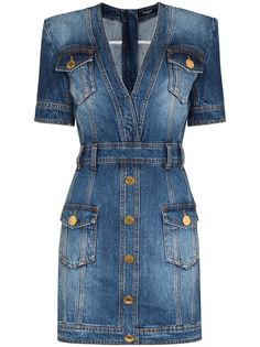 Balmain джинсовое платье с эффектом потертости