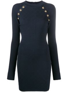 Balmain трикотажное приталенное платье мини