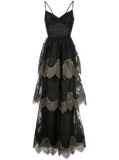 Marchesa Notte кружевное платье с фестонами