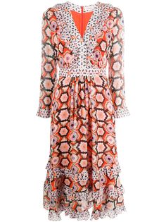 Temperley London платье с V-образным вырезом и принтом